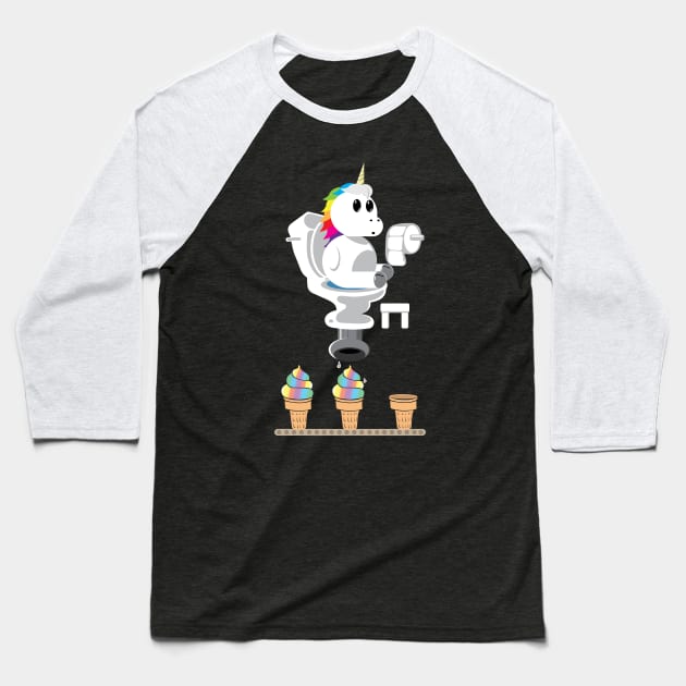 Rainbow Unicorn Ice Cream Baseball T-Shirt by DatLonelyTurtle